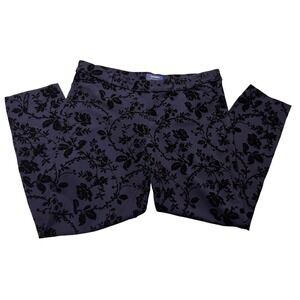 Old Navy Womens Pixie Pants Sz 14 Navy Blue Dark‎ Floral Velvet Burnout Y2K Prep